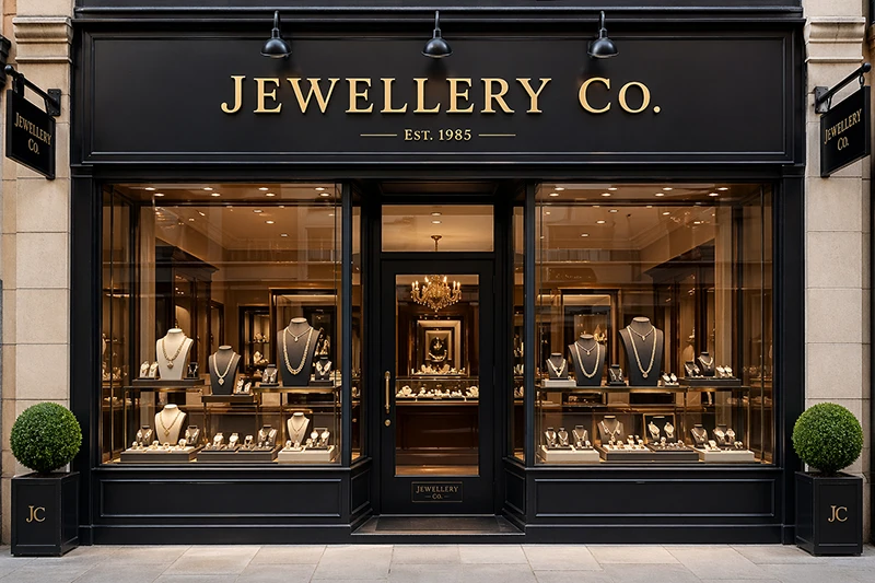 Jewellery Co Shop Front. Showing all our jewwellery in our shop window.